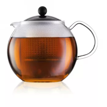 Teekannu BODUM Assam Single 500 ml — musta kahva, läpinäkyvä lasi