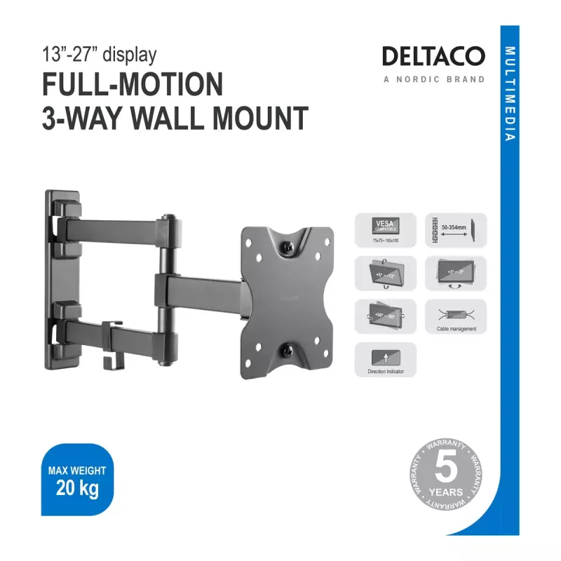 Deltaco ARM-1204 -monitorikiinnike, 27