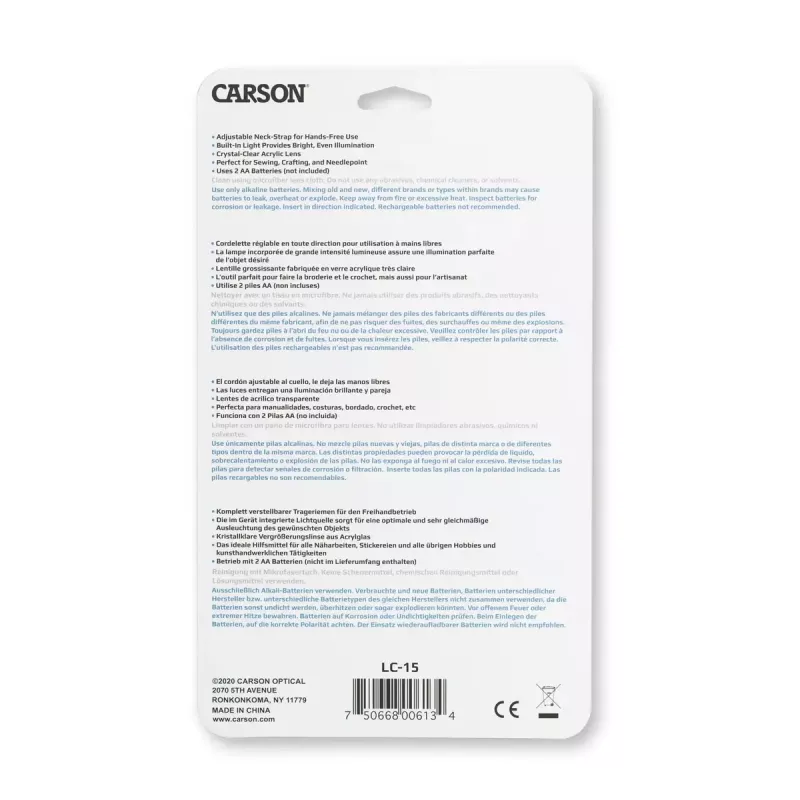 Käsiluuppi Carson LumiCraft 2x, LED, paristokäyttöinen, musta, 135×23×226 mm