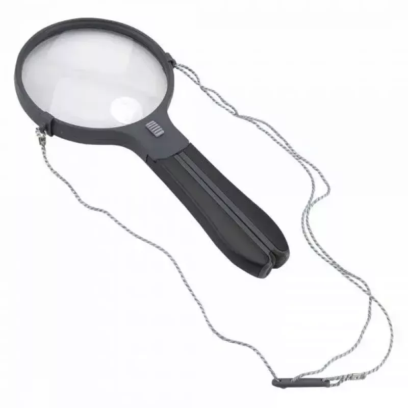 Suurennuslasi Carson Split Handle HF-11 — 3,5× käsisuurennuslasi, musta/läpinäkyvä, AAA-paristo