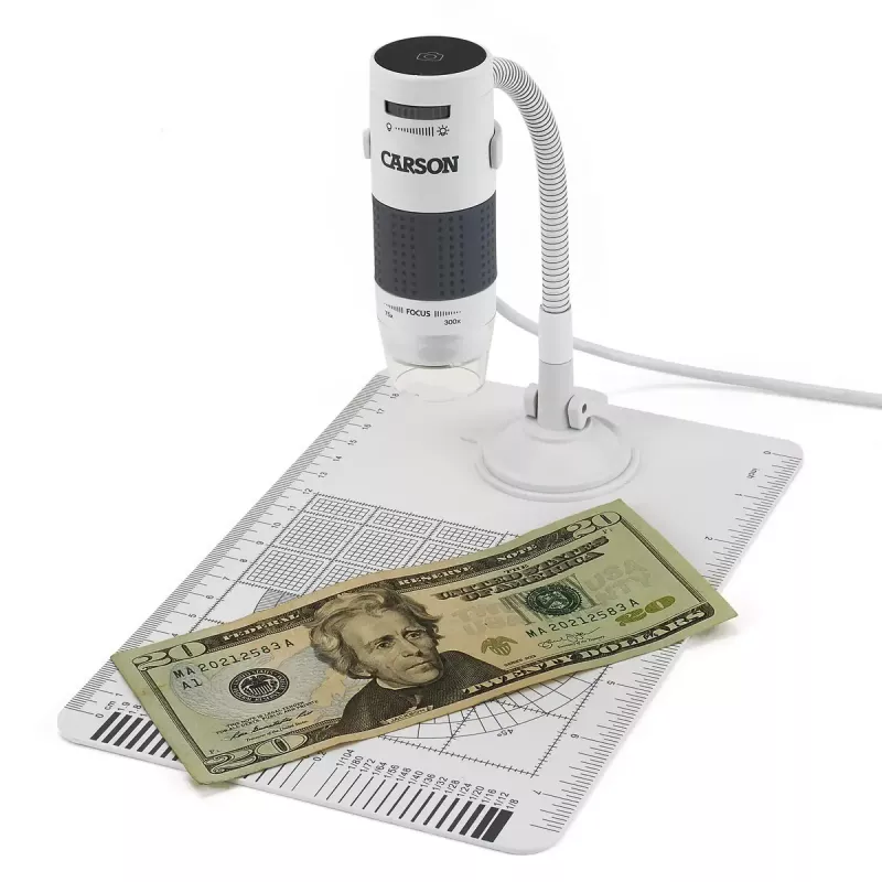 Digitaalinen mikroskooppi Carson EFLEX 300x, 75–300× suurennus, 1600×1200 kamera, harmaa/valkoinen