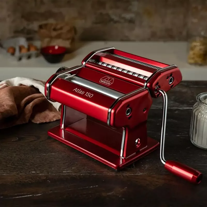Marcato Atlas 150 Rossa -pastakone pastapyörällä, punainen