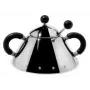 Sokerirasia Alessi 9097 B ruostumaton teräs korkeus 80 mm halkaisija 10,5 cm musta ja ruostumaton teräs