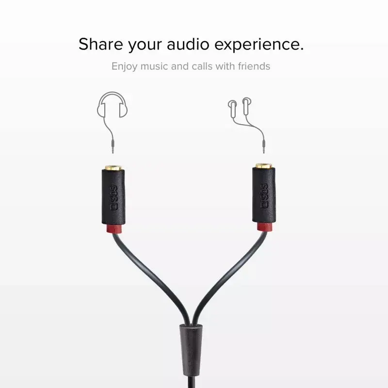 SBS Audio -stereoäänikaapeli 3,5 mm plugi jakajalla