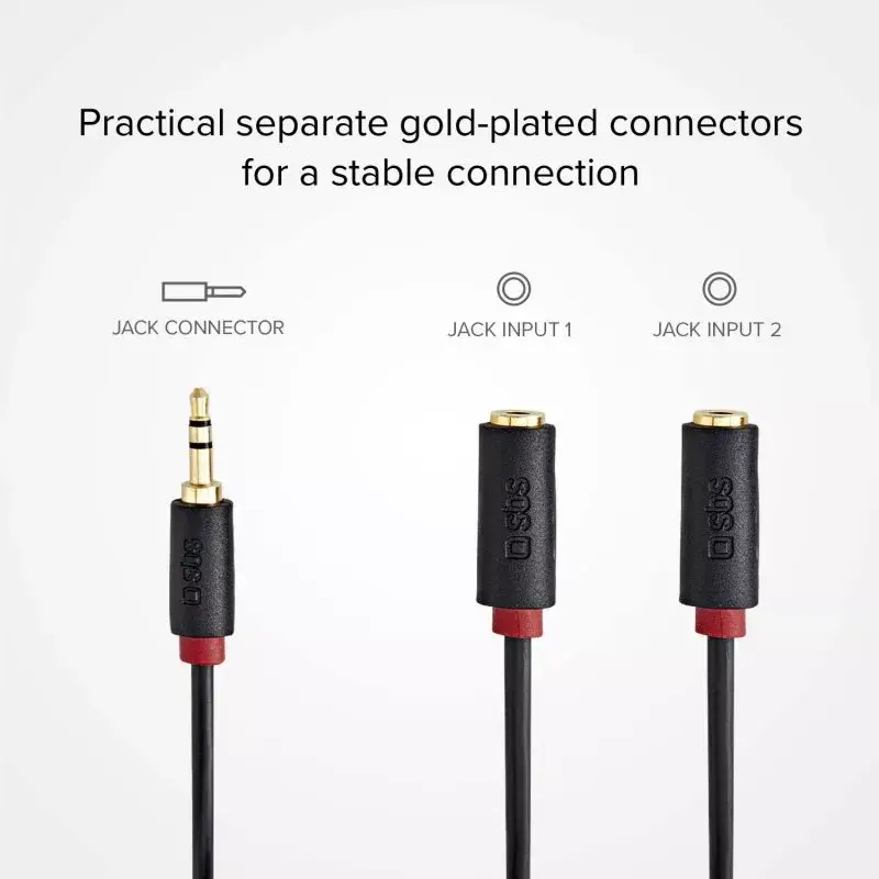 SBS Audio -stereoäänikaapeli 3,5 mm plugi jakajalla