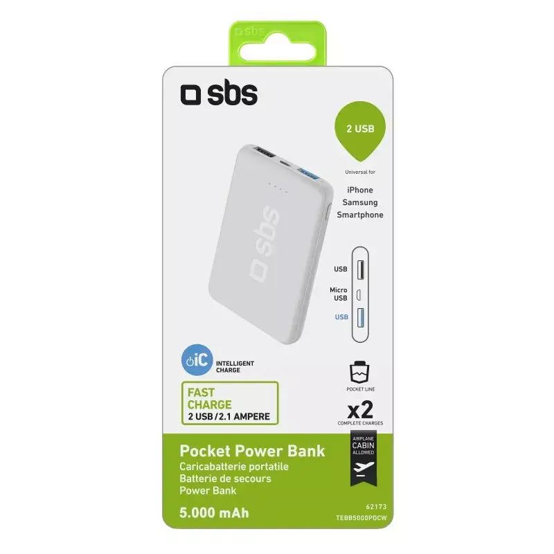 SBS -varavirtalähde 5000 mAh, 5000 mAh akkukapasiteetti