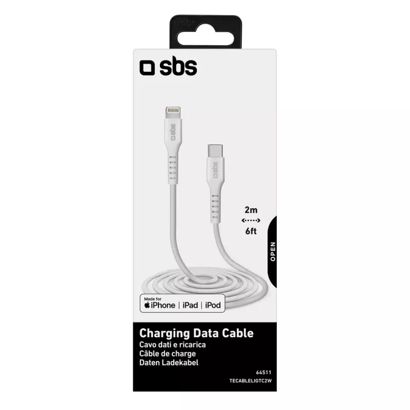 Lightning - USB-C -kaapeli SBS Mobile TECABLELIGTC2W — 2 m, valkoinen