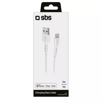 SBS TECABLEUSBIP5389W -Lightning-kaapeli 3 m valkoinen USB A