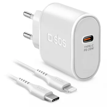 SBS TETRKITPD20LIGW -mobiililaturi pikalataus sisäkäyttöön valkoinen
