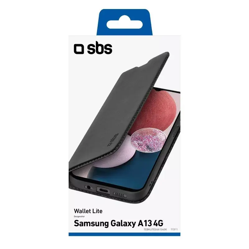 SBS TEBKLITESAA134GK -kirjalompakkokotelo Samsung Galaxy A13 6,6 tuuman näyttöön musta