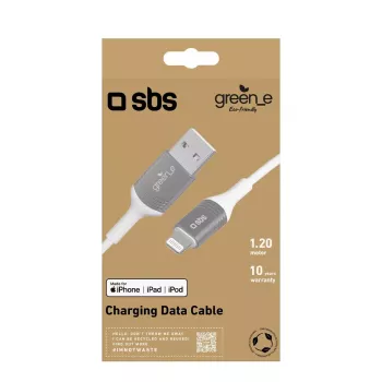SBS GRECABLEUSBIP589W -Lightning-kaapeli 1,2 m hopea valkoinen