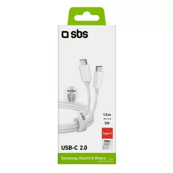 SBS Mobile TECABLETISSUETCCG USB-C–USB-C-kaapeli, USB 2.0, 1,5 m, valkoinen