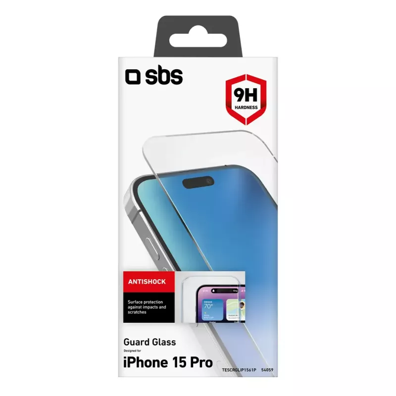 SBS TESCRGLIP1561P näytönsuoja Apple iPhone 15 Pro karkaistu lasi