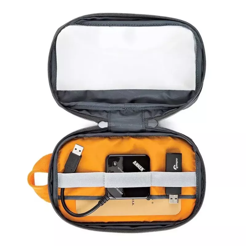 Lowepro GearUp Pouch Mini laukku nailon polyesteri ripstop harmaa oranssi