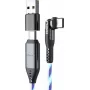 USB-C 2-in-1-kaapeli STATIK PowerPivot Pro 2 m kääntyvä liitin sininen valo