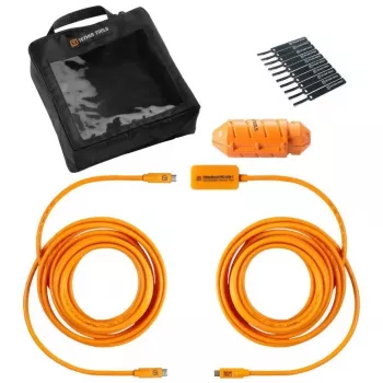 USB-C–USB-C-kaapeli tether tools CUC31R-ORG – 9,40 m, kulmaliitin, oranssi