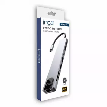 USB Type-C -keskitin INCA ITPC-7T 1000 Mbit/s HDMI RJ-45 USB 2.0 USB 3.0