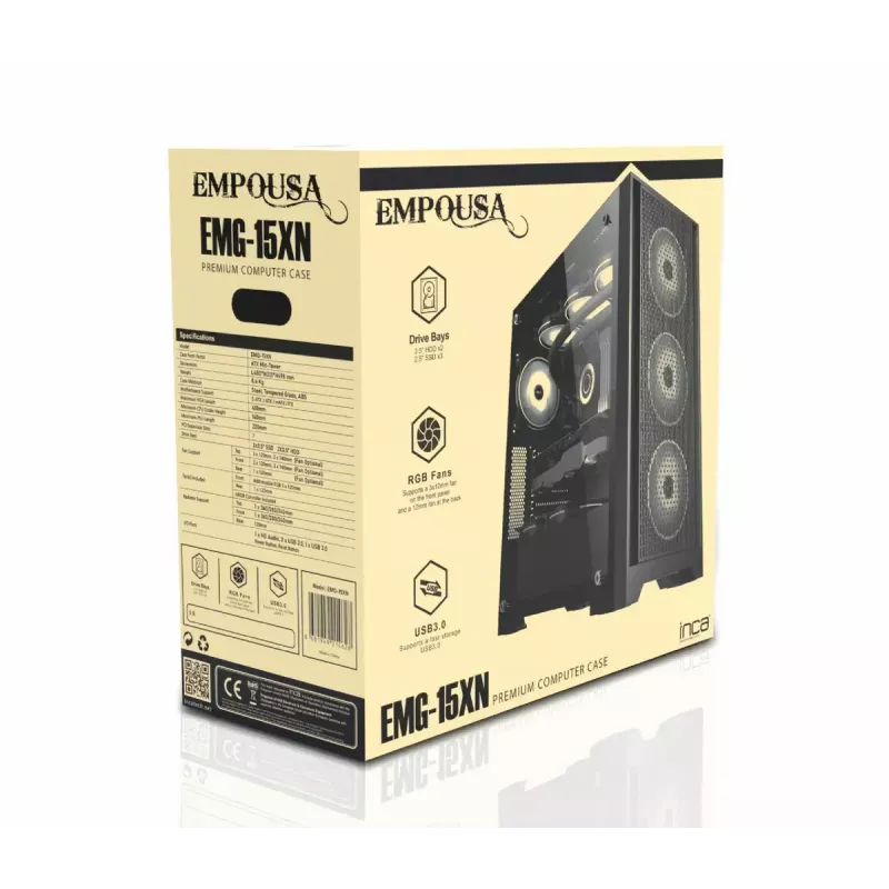 PC-kotelo Inca EMG-15XN Midi Tower musta