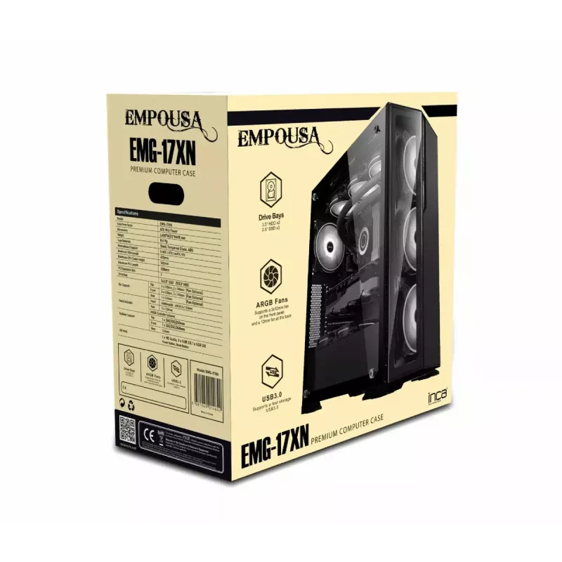 PC-kotelo Inca EMG-17XN Midi Tower musta