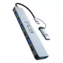 USB-keskitin Inca IUTP-7T USB 3.2 Gen 1 Type-A Type-C 5000 Mbit/s harmaa