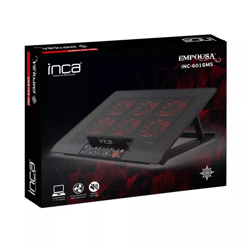 Kannettavan tietokoneen jäähdytysalusta Inca INC-601GMS 43,2 cm 6 tuuletinta USB musta