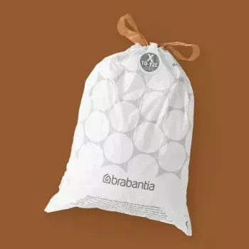 Jätesäkit BRABANTIA 12 l valkoinen, 40 kpl:n pakkaus (malli 138041) muovipussit 490×357 mm