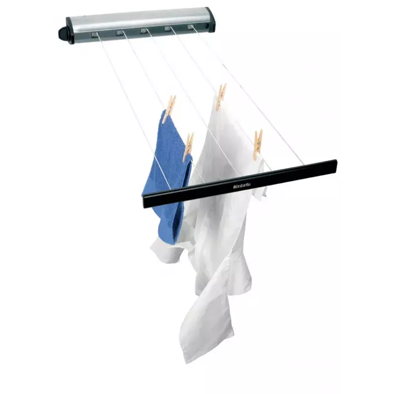Seinälle asennettava pyykkinaru Brabantia Pull-Out Drying Lines -sarja 2 kpl ruostumaton teräs