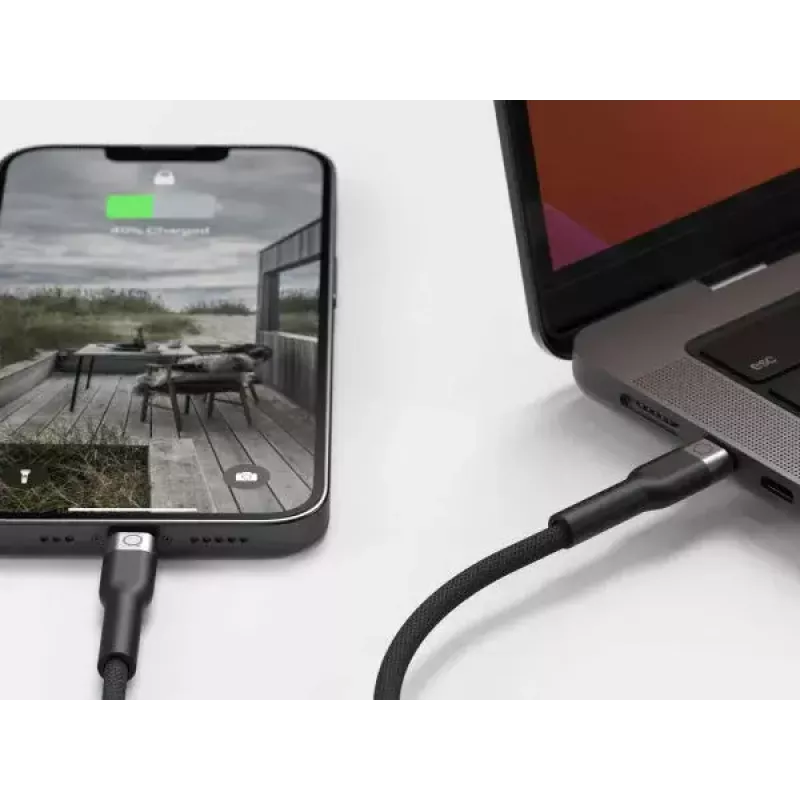 USB-C - Lightning-kaapeli LINQ byELEMENTS 2 m MFi-sertifioitu musta