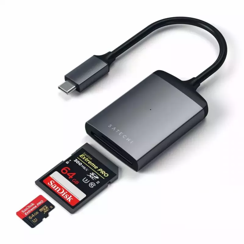 Satechi ST-TCU3CRM kortinlukija USB 2.0 Type-C – SD, MicroSD, harmaa, sisäinen, 312 Mbit/s