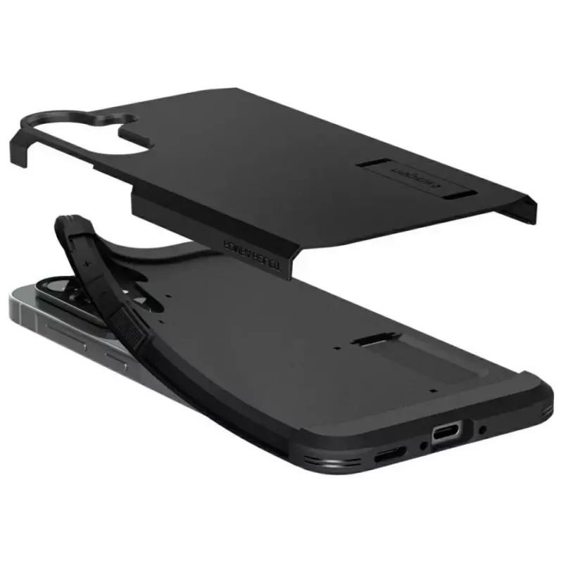 Spigen Tough Armor -kotelo Samsung Galaxy A56 5G – musta, kaksikerroksinen suojakotelo