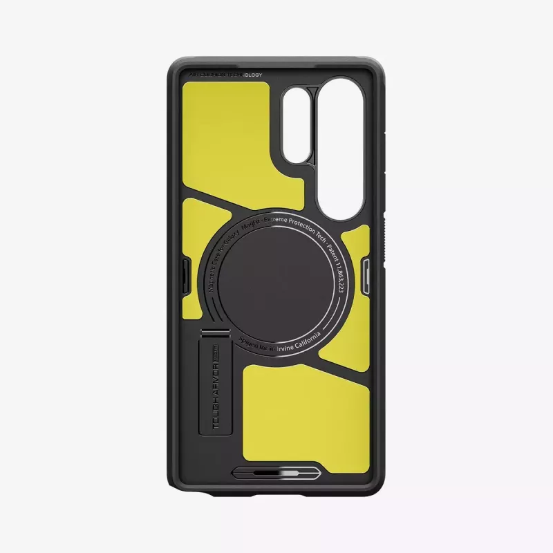 Spigen Galaxy S25 Ultra Tough Armor AI kotelo musta pöytäteline