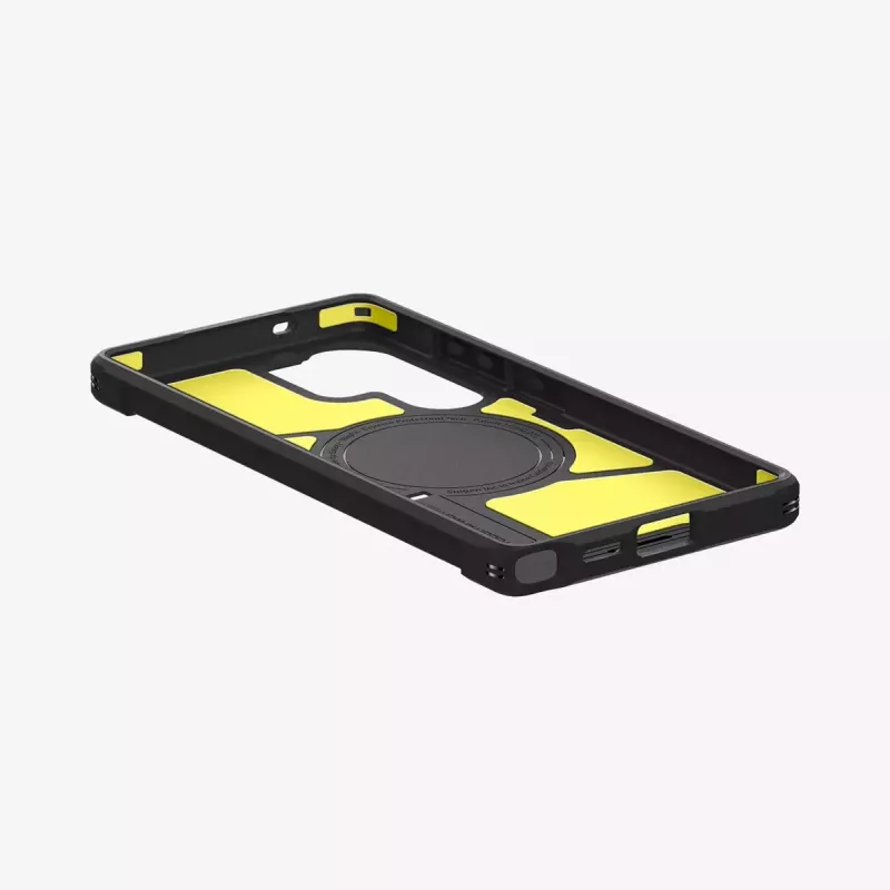 Spigen Galaxy S25 Ultra Tough Armor AI kotelo musta pöytäteline