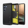 Spigen Galaxy S25 Ultra Tough Armor AI kotelo musta pöytäteline