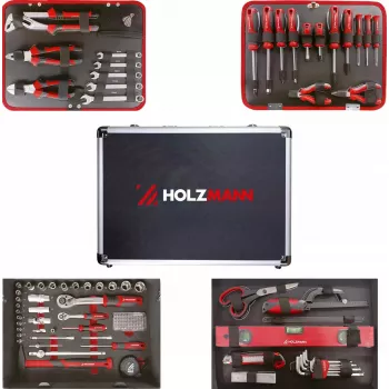 Työkalulaatikko Holzmann WZK119ECO — 119 osan sarja, tukeva rakenne