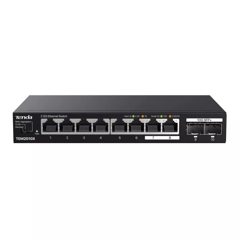 Tenda TEM2010X verkkokytkin 2.5G Ethernet (100/1000/2500) pöytämalli musta