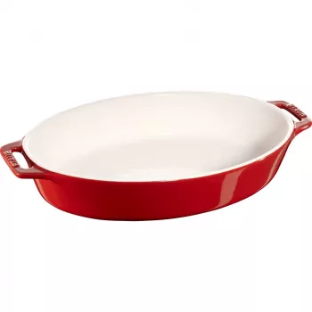 Staub soikea keraaminen lautanen - 2,3 l, punainen