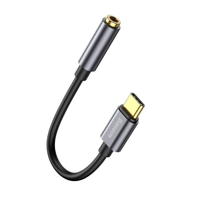 Baseus L54 äänisovitin USB-C + 3,5 mm miniliitäntä (musta+harmaa)
