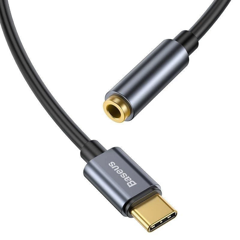 Baseus L54 äänisovitin USB-C + 3,5 mm miniliitäntä (musta+harmaa)