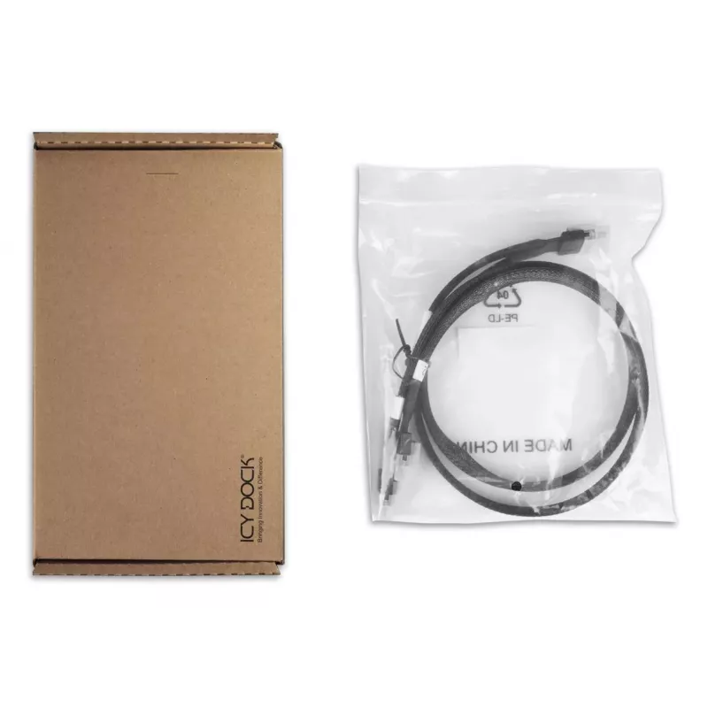 ICY DOCK - SlimSAS 8i SFF-8654 - 2x SlimSAS 4i SFF-8654 -kaapeli - 0,5M