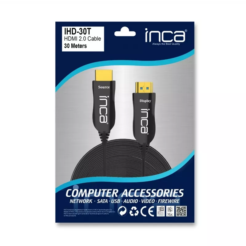 Cian Technology GmbH INCA HDMI-kaapeli IHD-30T 2.0 liitäntäkaapeli 4K 30Hz 30m Retail - kaapeli - digitaalinen/näyttö/video
