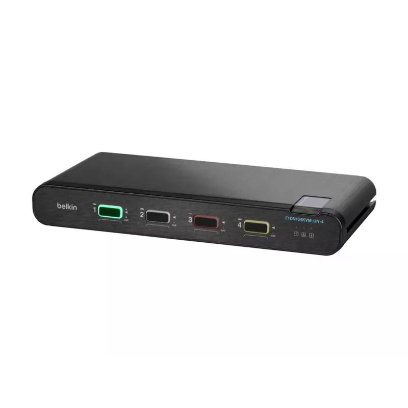 Belkin Universal Secure KVM-kytkin F1DN104KVM-UNN4, 4 porttia, yksi näyttö, DP/HDMI - DP/HDMI, 2. sukupolvi, ilman CAC:ia, PP4.0