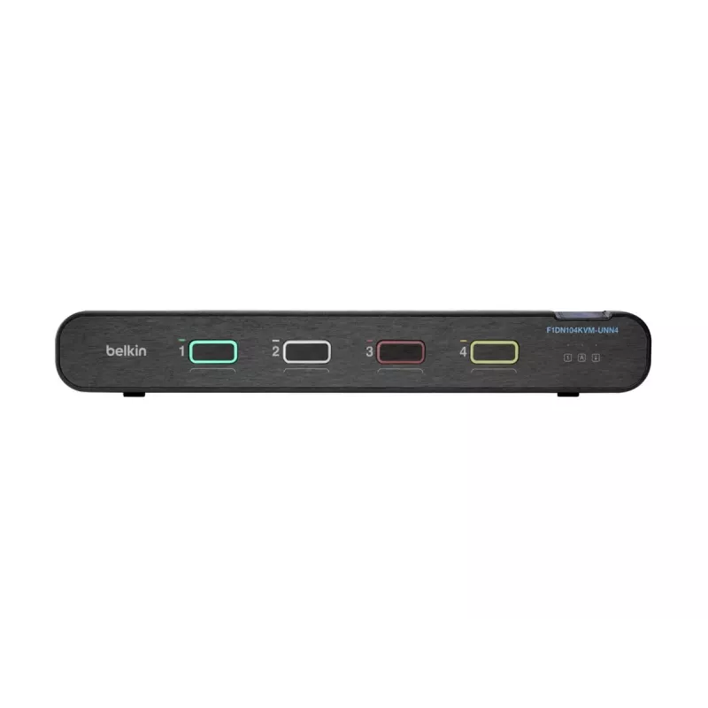 Belkin Universal Secure KVM-kytkin F1DN104KVM-UNN4, 4 porttia, yksi näyttö, DP/HDMI - DP/HDMI, 2. sukupolvi, ilman CAC:ia, PP4.0