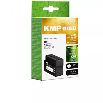 KMP Gold musta pigmentoitu mustekasetti yhteensopiva HP 967XL (3JA31AE) (1766,6201)