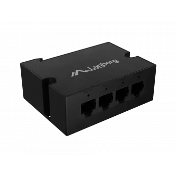 Kytkin Lanberg DIN-FE4-AT-30W 1XIN 3X Out 100MB POE Extender Fast Ethernet Din Rail AT 30W