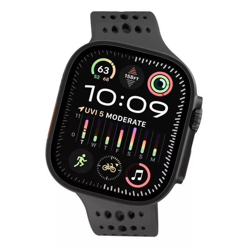 Decoded Silicone Ares O Band - silikoniranneke Apple Watch 44/46/49 mm (musta)