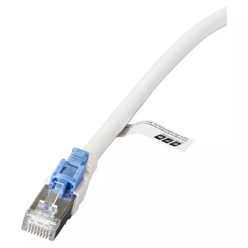 EFB RJ45 patch-kaapeli Cat.6A S/FTP LSZH BC AWG26 lukittava valkoinen 0,5 m