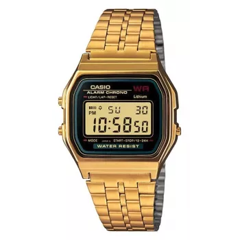 Casio A159WGEA-1DF Vintage unisex-digitaalikello ruostumattomalla teräsrannekkeella, kulta/musta (A159WGEA-1DF)