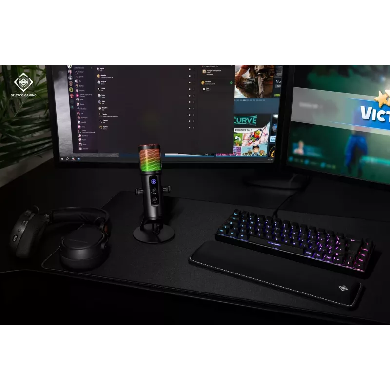 Deltaco Gaming RGB suoratoistomikrofoni musta