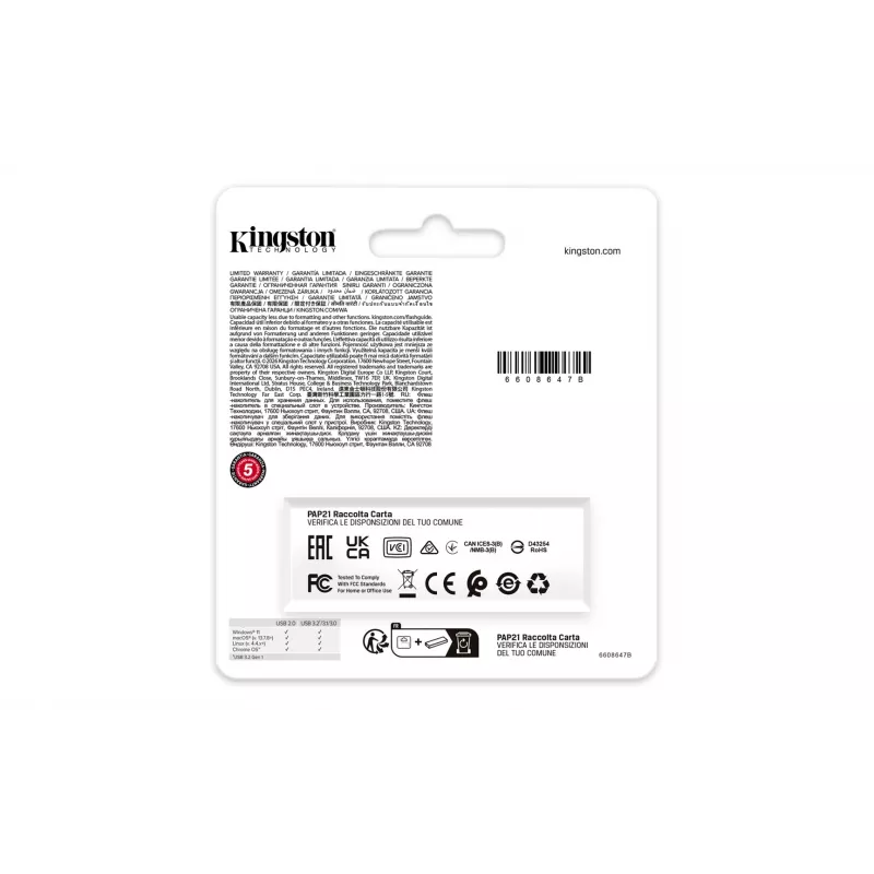 Kingston Technology DataTraveler 64GB kannettava USB 3.2 Gen 1 Exodia musta