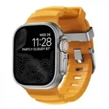 NOMAD Rocky Point Band - ranneke Apple Watch 46mm/49mm FKM ja titaani (sol, luonnollinen hardware)